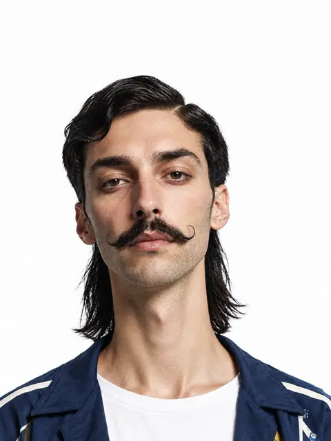 AI character with a mullet and navy sportswear